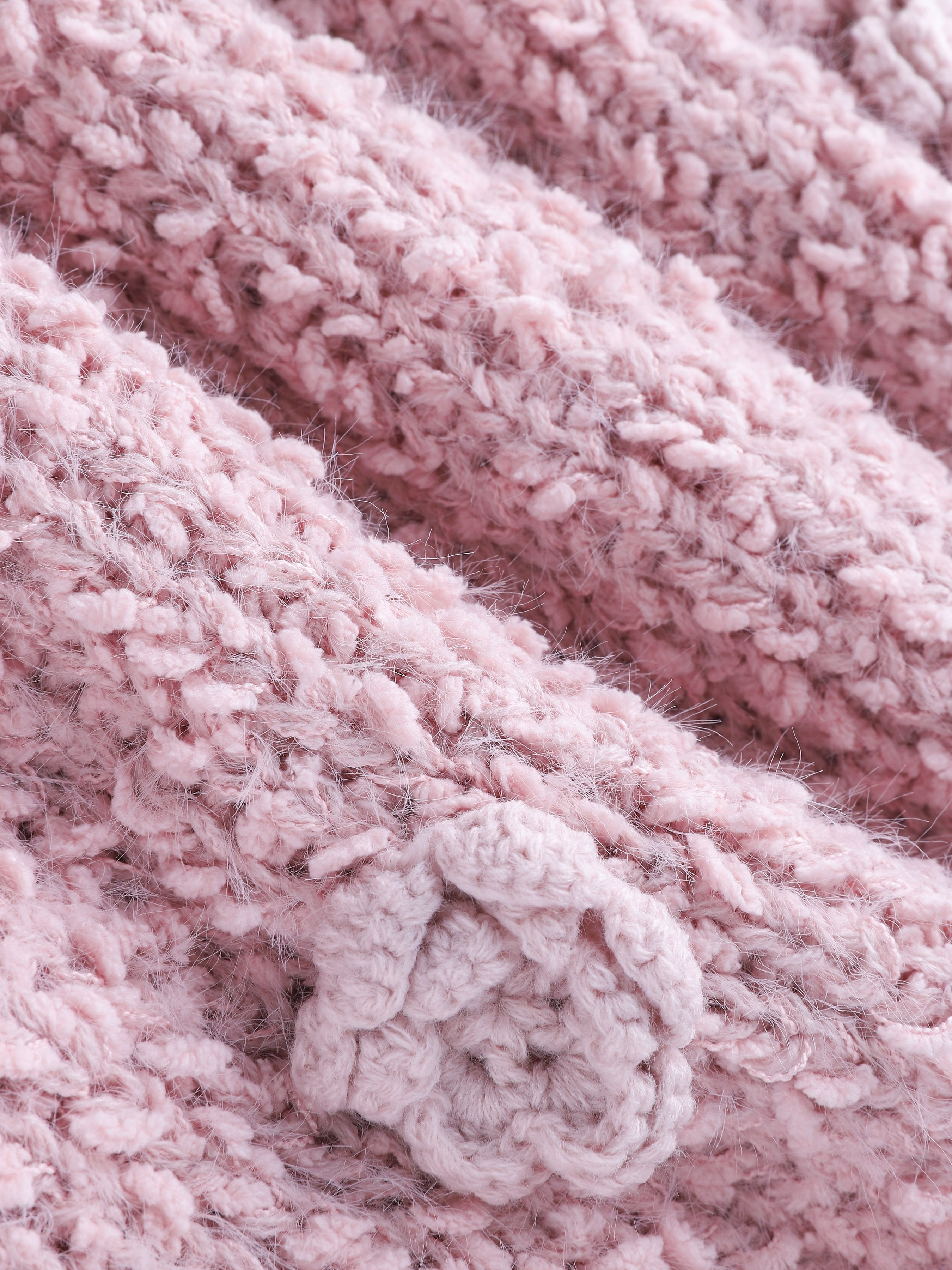 Strikkegenser med 3D Blomstermønster – Dame